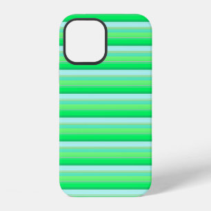 Cute aqua green stripes iPhone 12 case