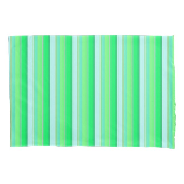 Cute aqua green stripes pillowcase (Front-Left)