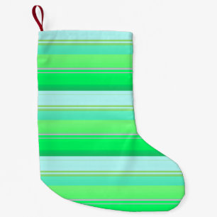 Cute aqua green stripes small christmas stocking