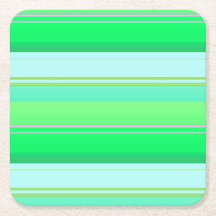 Cute aqua green stripes square paper coaster