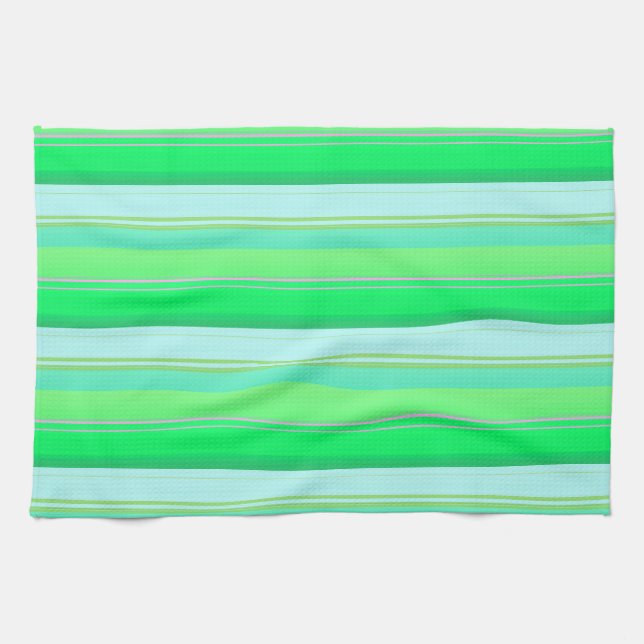 Cute aqua green stripes tea towel (Horizontal)