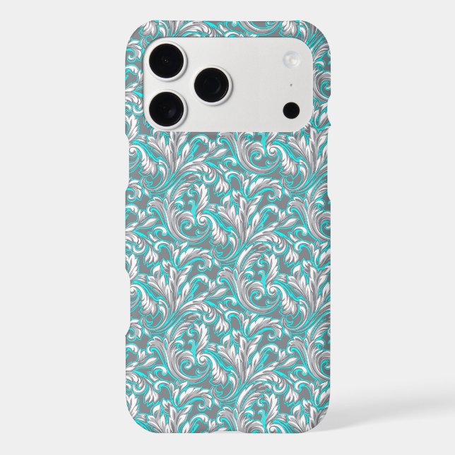 Cute aqua grey seamless floral pattern (Back)