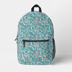 Cute aqua grey seamless floral pattern lamp shade printed backpack