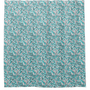 Cute aqua grey seamless floral pattern shower curtain