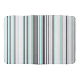 Cute aqua grey stripes bath mat