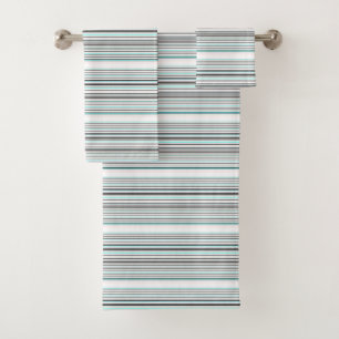 Cute aqua grey stripes bath towel set