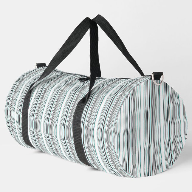 Cute aqua grey stripes duffle bag (Left Corner)