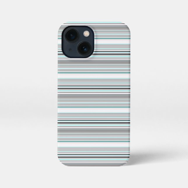Cute aqua grey stripes iPhone case (Back)