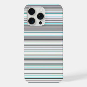 Cute aqua grey stripes iPhone 15 pro max case
