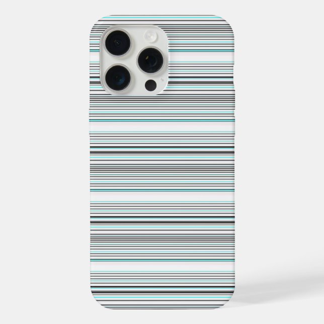 Cute aqua grey stripes iPhone case (Back)
