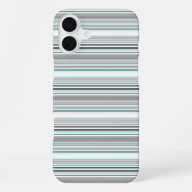Cute aqua grey stripes iPhone case (Back)