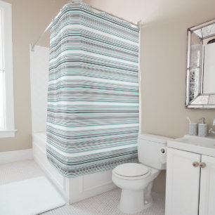 Cute aqua grey stripes shower curtain