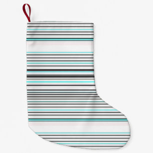 Cute aqua grey stripes small christmas stocking