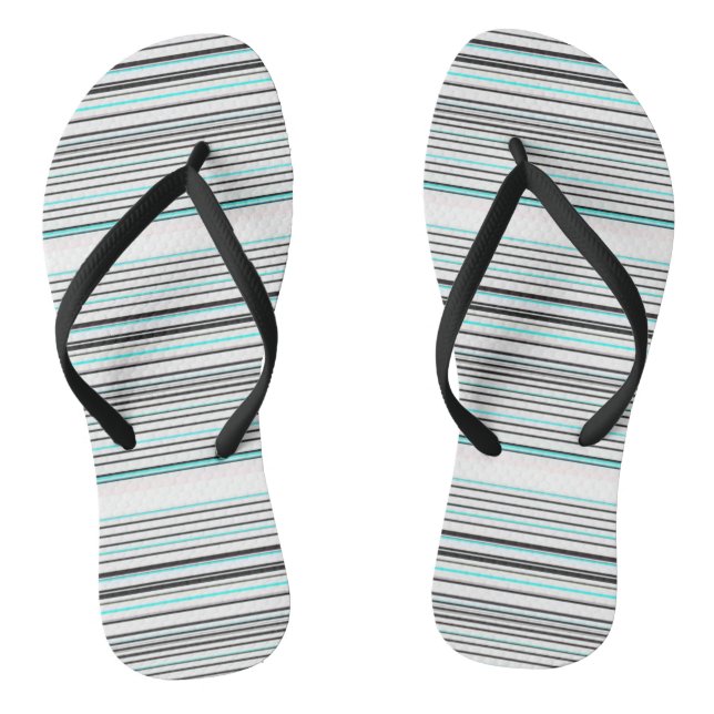 Cute aqua grey stripes thongs (Footbed)