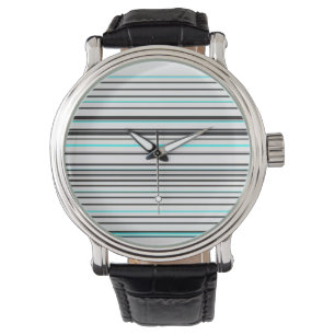 Cute aqua grey stripes watch