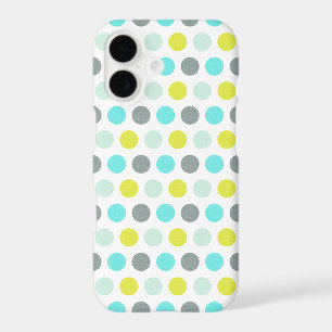 Cute Aqua Mint Blue Yellow Polka Dot Pattern