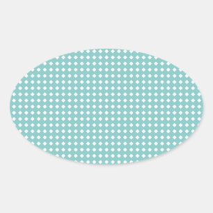 Cute Aqua Teal and White Geometric Pattern Oval Sticker