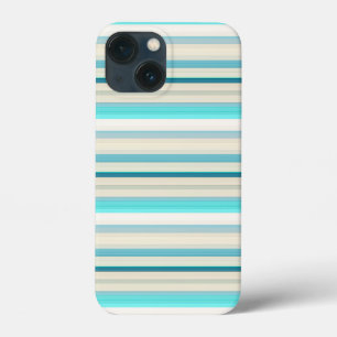 Cute aqua white stripes iPhone 13 mini case