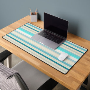 Cute aqua white stripes desk mat