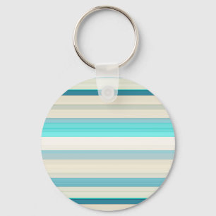 Cute aqua white stripes key ring