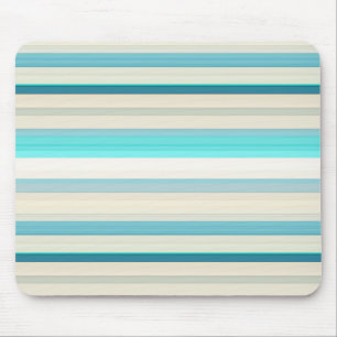 Cute aqua white stripes mouse pad