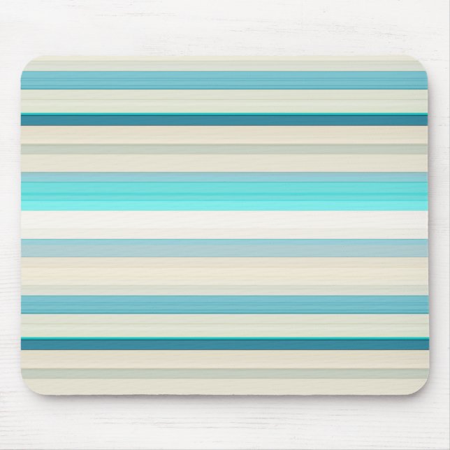 Cute aqua white stripes mouse pad (Front)