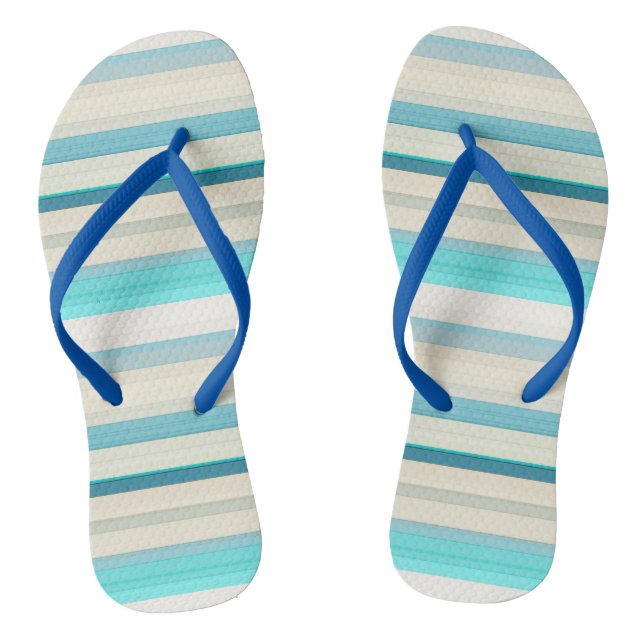 Cute aqua white stripes thongs (Footbed)