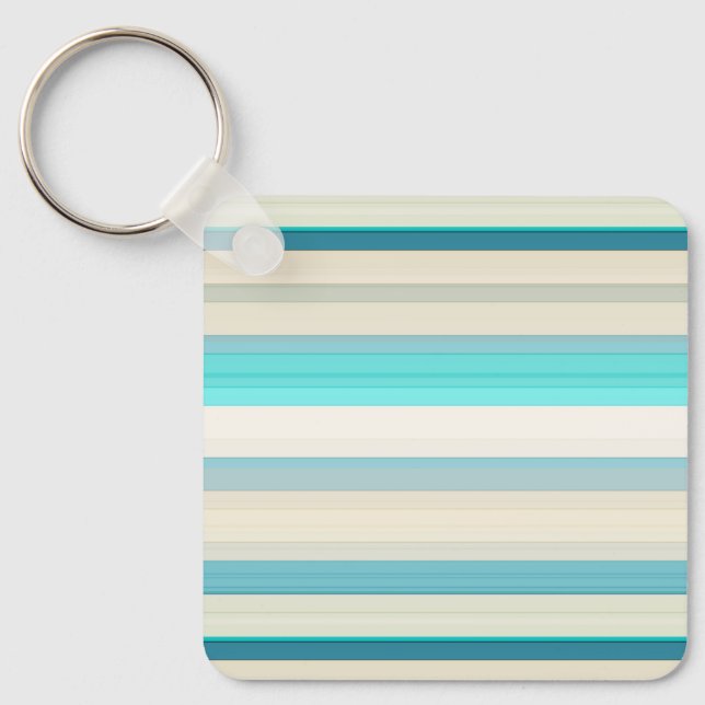 Cute aqua white stripes throw pillow key ring (Front)