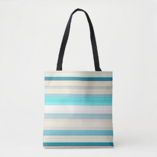Cute aqua white stripes tote bag