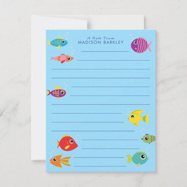 Cute Aquarium Fish Kid's Flat Stationary Cards (Front)