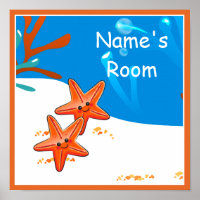 Cute Aquatic Starfish Custom Kids Room Poster