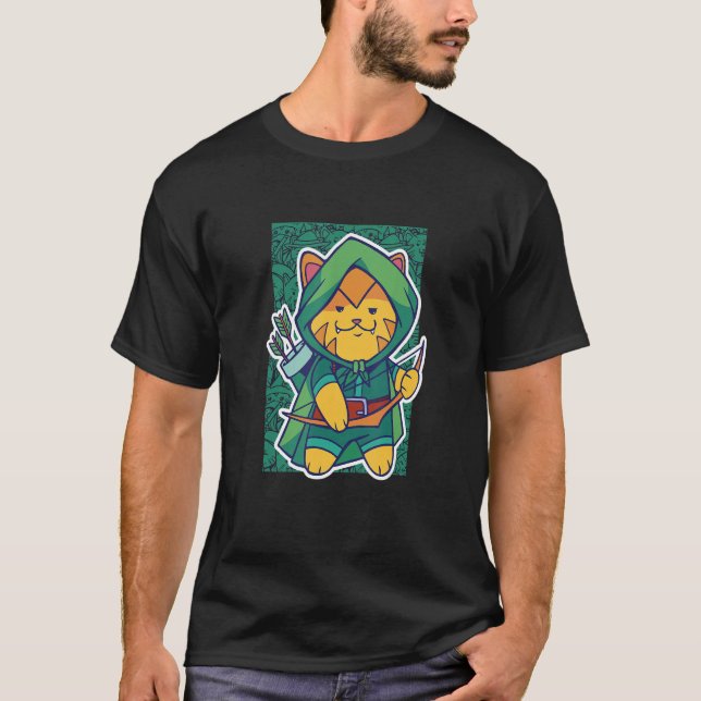 Cute Archer Cat - Knight Archery Mediaeval Renaiss T-Shirt (Front)