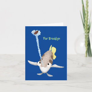 Cute Archerfish cartoon birthday personalised Card