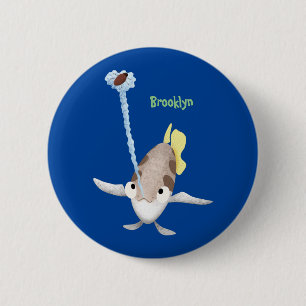 Cute Archerfish cartoon illustration 6 Cm Round Badge
