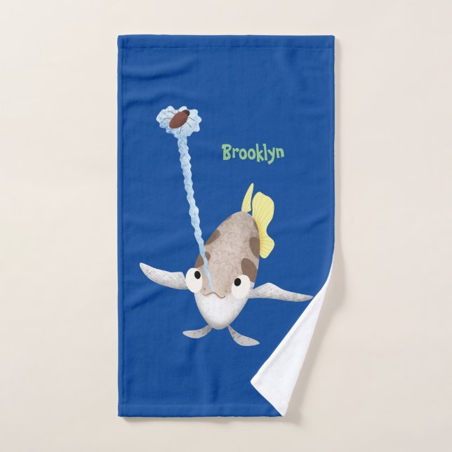 Cute Archerfish cartoon illustration Bath Towel Set (Hand Towel)