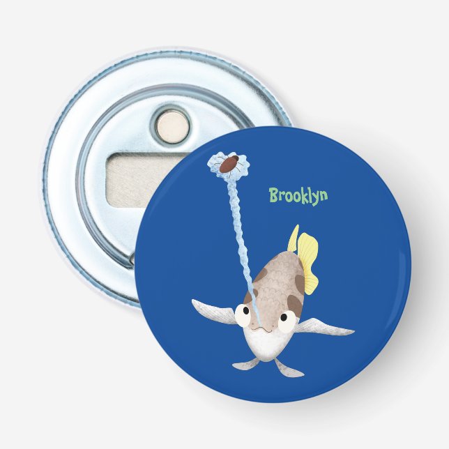 Cute Archerfish cartoon illustration  Bottle Opener (Front)