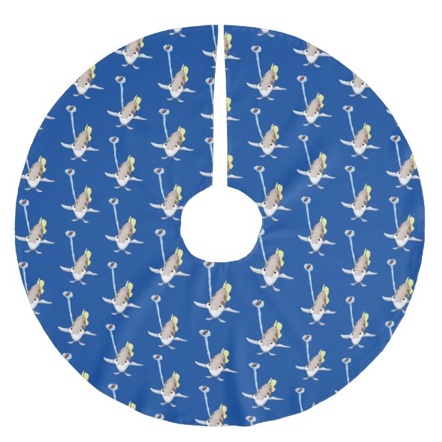 Cute Archerfish cartoon illustration  Brushed Polyester Tree Skirt (Front)