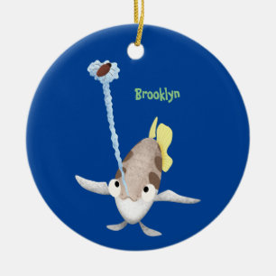 Cute Archerfish cartoon illustration Ceramic Ornament