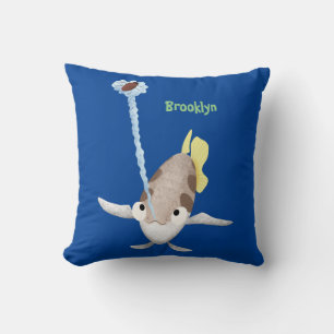 Cute Archerfish cartoon illustration  Cushion