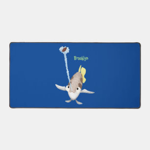 Cute Archerfish cartoon illustration Desk Mat