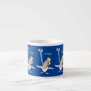 Cute Archerfish cartoon illustration  Espresso Cup