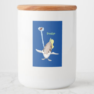 Cute Archerfish cartoon illustration Food Label