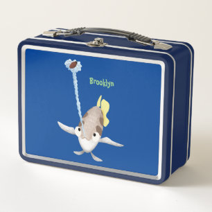 Cute Archerfish cartoon illustration Metal Lunch Box