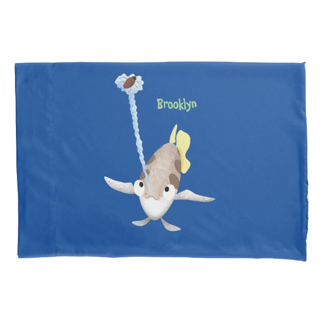 Cute Archerfish cartoon illustration  Pillowcase (Front)
