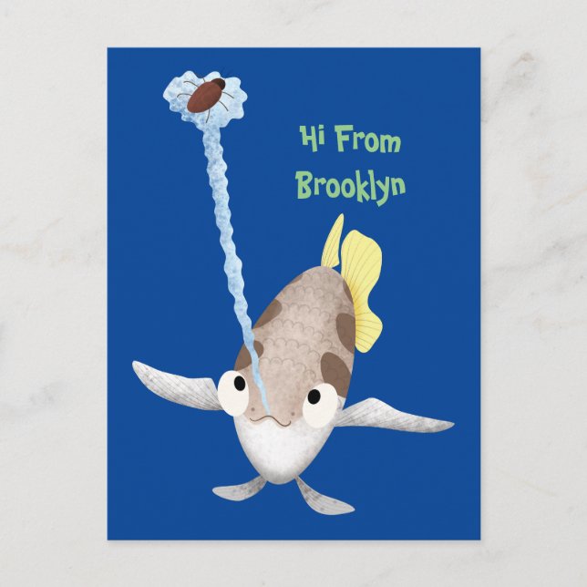 Cute Archerfish cartoon illustration Postcard (Front)