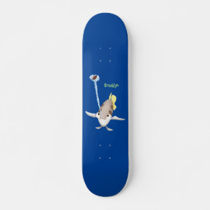 Cute Archerfish cartoon illustration Skateboard