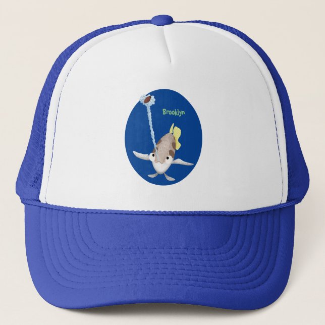 Cute Archerfish cartoon illustration  Trucker Hat (Front)
