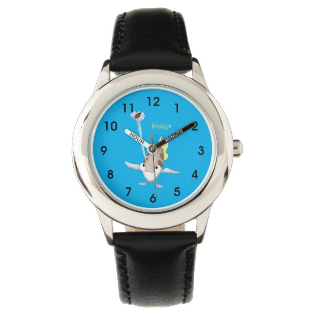 Cute Archerfish cartoon illustration Watch (Front)