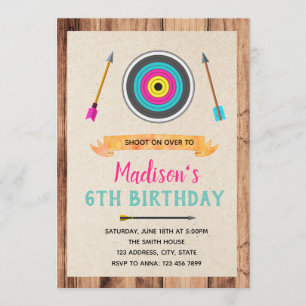 Cute archery theme girl invitation