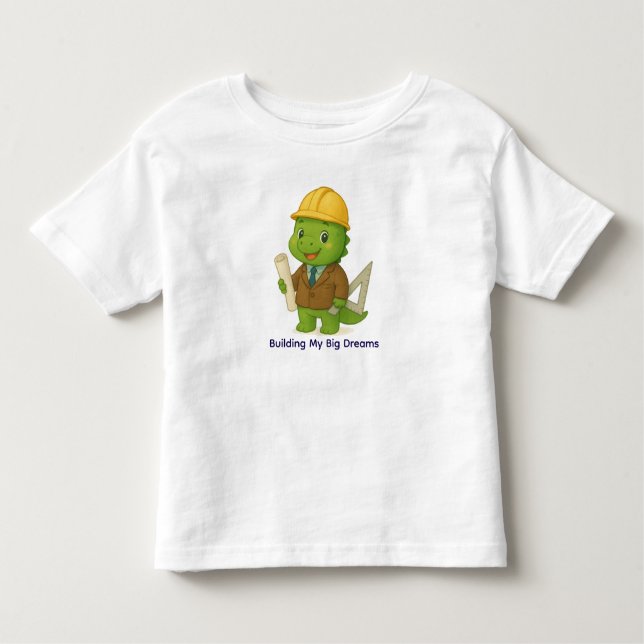Cute Architect Dinosaur – Dino Jobs Toddler T-Shirt (Front)